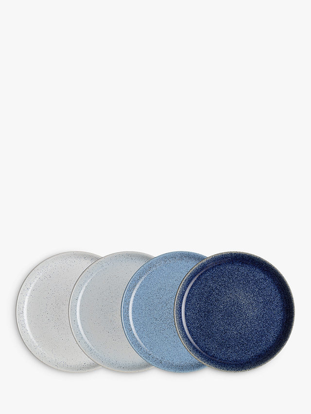 Denby Studio Blue Dinner Coupe Plates, Chalk/Blue, Dia.26cm, Set of 4