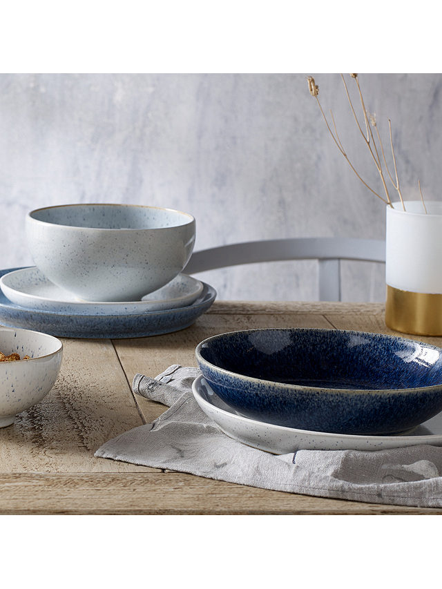 Denby Studio Blue Dinner Coupe Plates, Chalk/Blue, Dia.26cm, Set of 4