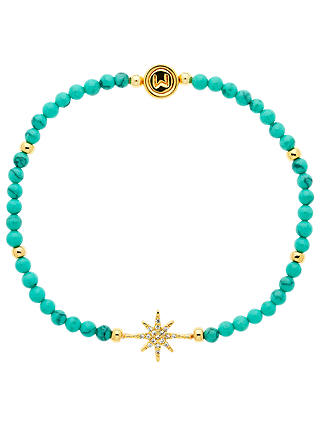 Melissa Odabash Turquoise and Crystal Star Stretch Bracelet, Blue/Gold