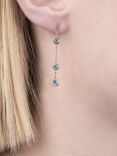 London Road 9ct Rose Gold Pimlico Dew Drop Chain Earrings, Blue Topaz