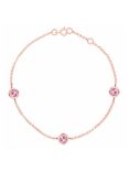 London Road 9ct Rose Gold Pimlico Dew Drop Bracelet, Tourmaline