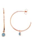 London Road 9ct Rose Gold Large Pimlico Dew Drop Hoop Earrings, Blue Topaz