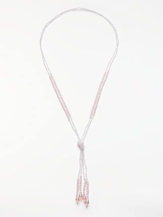 John Lewis & Partners Crystal Bead Knot Necklace, White/Rose