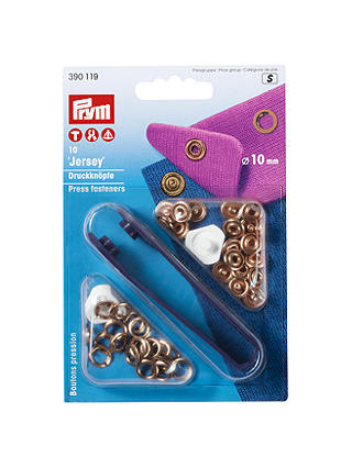 Prym Non-Sew Jersey Fasteners, Pack of 10, 10mm, Brass