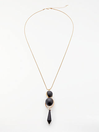 John Lewis & Partners Long Double Sphere Pendant Necklace, Gold/Black