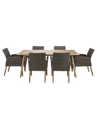 John Lewis & Partners Eden 6 Seater Outdoor Dining Table and Chairs Set, FSC-Certified (Eucalyptus Wood), Salima Wash