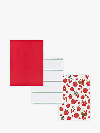 John Lewis & Partners Tomato Tea Towels, Assorted, Pack of 3