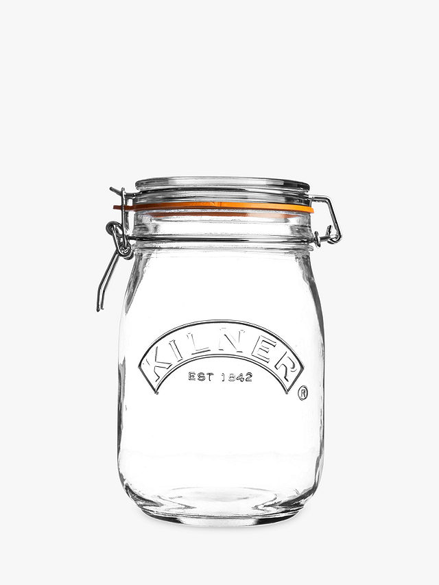 Kilner Clip Top Glass Storage Jar, 1L, Clear
