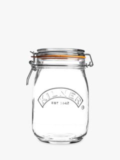 Kilner Clip Top Glass Storage Jar, 1L, Clear