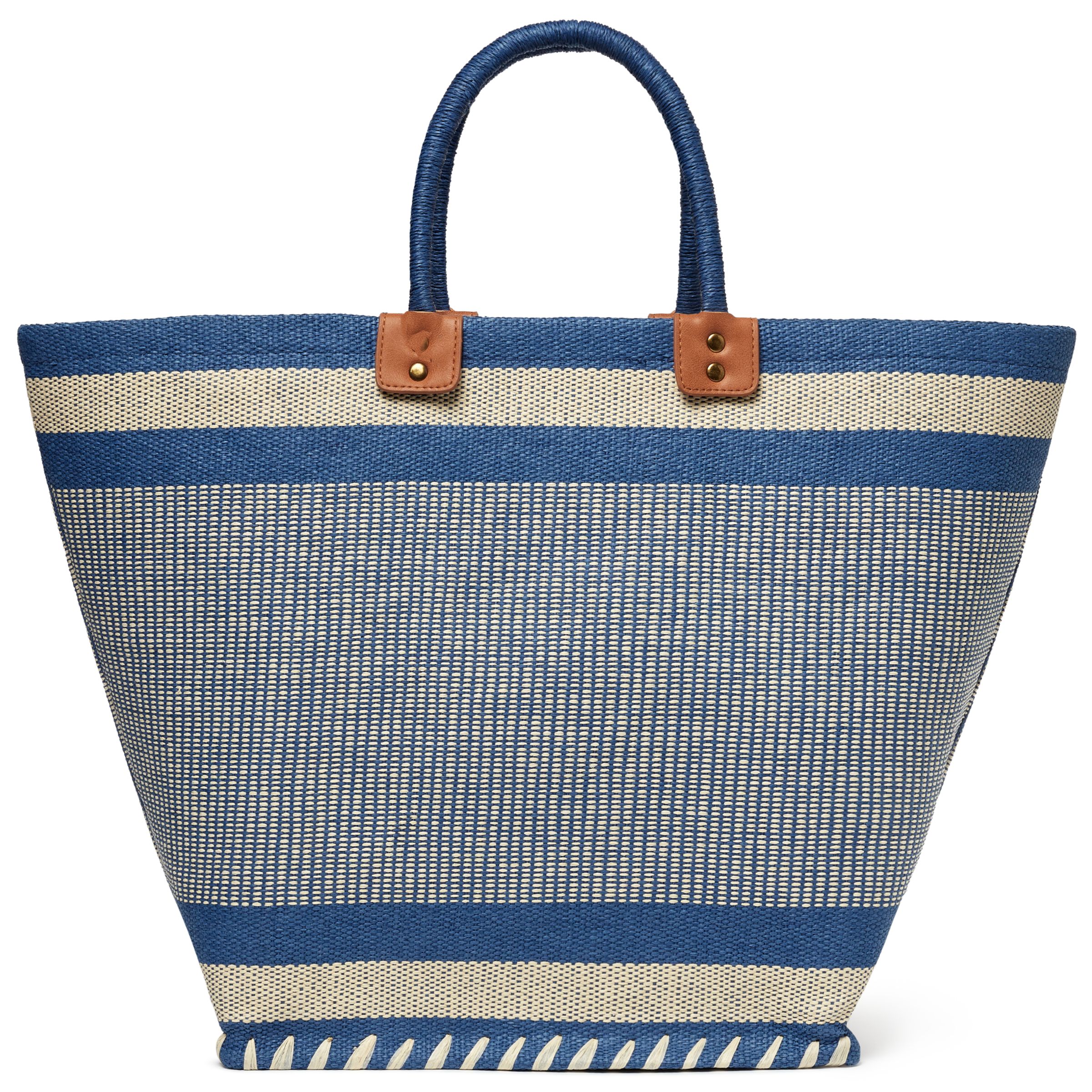 John Lewis & Partners Aztec Straw Pom Shopper Bag