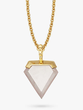 Missoma 18ct Gold Vermeil Rose Quartz Mini Shield Necklace, Gold