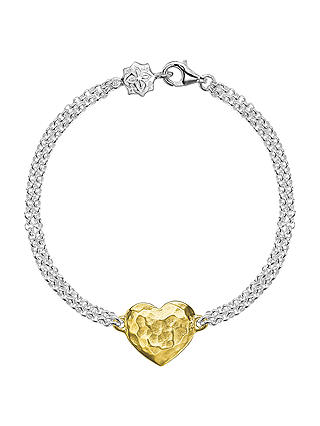 Dower & Hall Engravable Cherish the Moment Heart Double Chain Bracelet