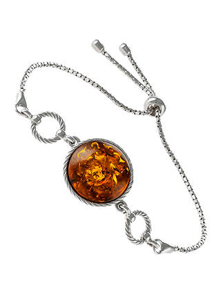 Be-Jewelled Round Amber Chain Bracelet, Cognac