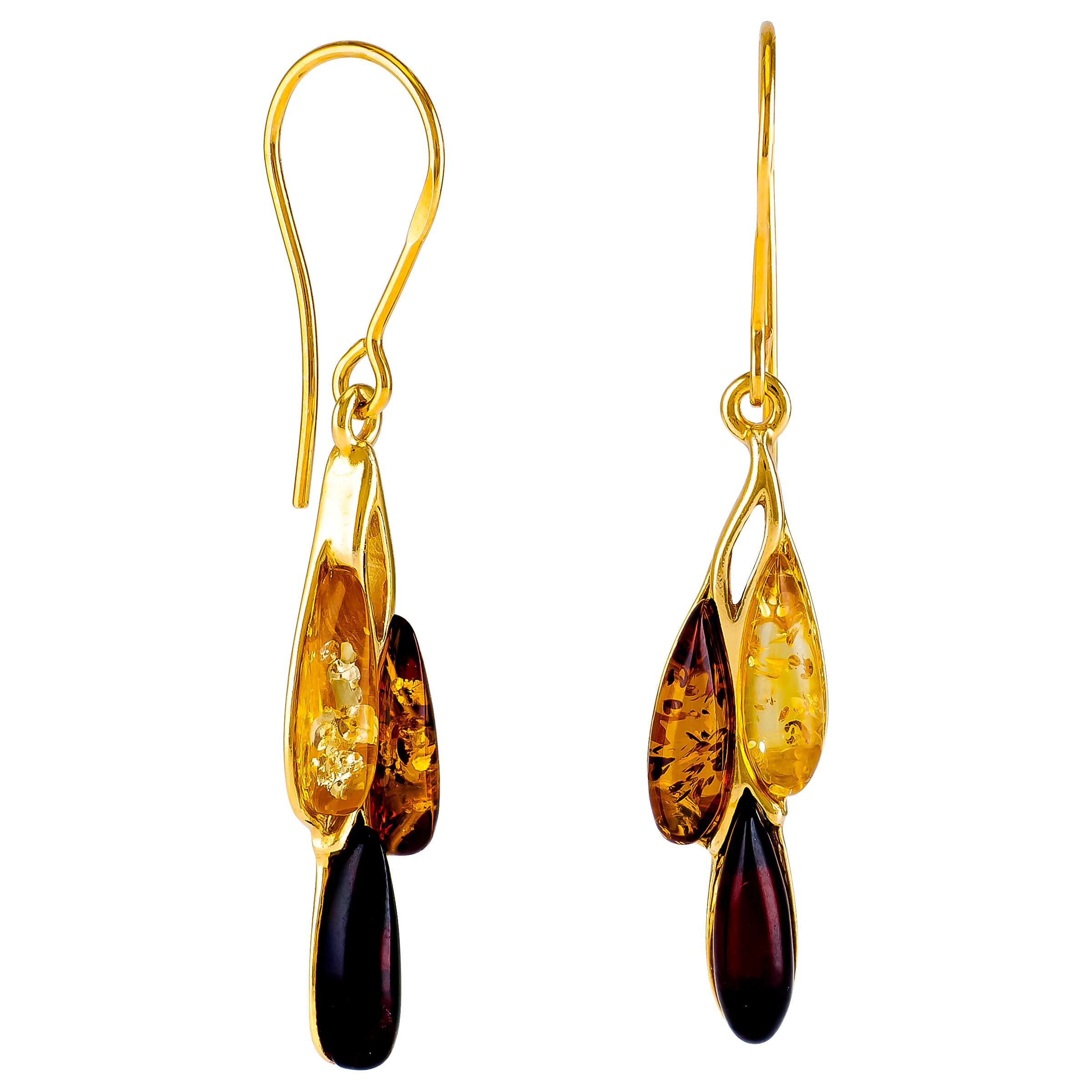Buy Be-Jewelled Triple Amber Teardrop Drop Earrings, Gold/Multi Online at johnlewis.com