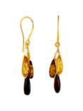 Be-Jewelled Triple Amber Teardrop Drop Earrings, Gold/Multi