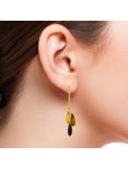 Be-Jewelled Triple Amber Teardrop Drop Earrings, Gold/Multi