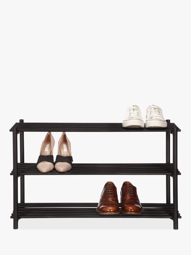 House by John Lewis Metal 3 Tier Shoe Rack, Black