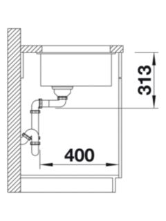 Blanco Subline 400-U Undermounted Single Bowl Composite Granite Kitchen Sink, Rock Grey
