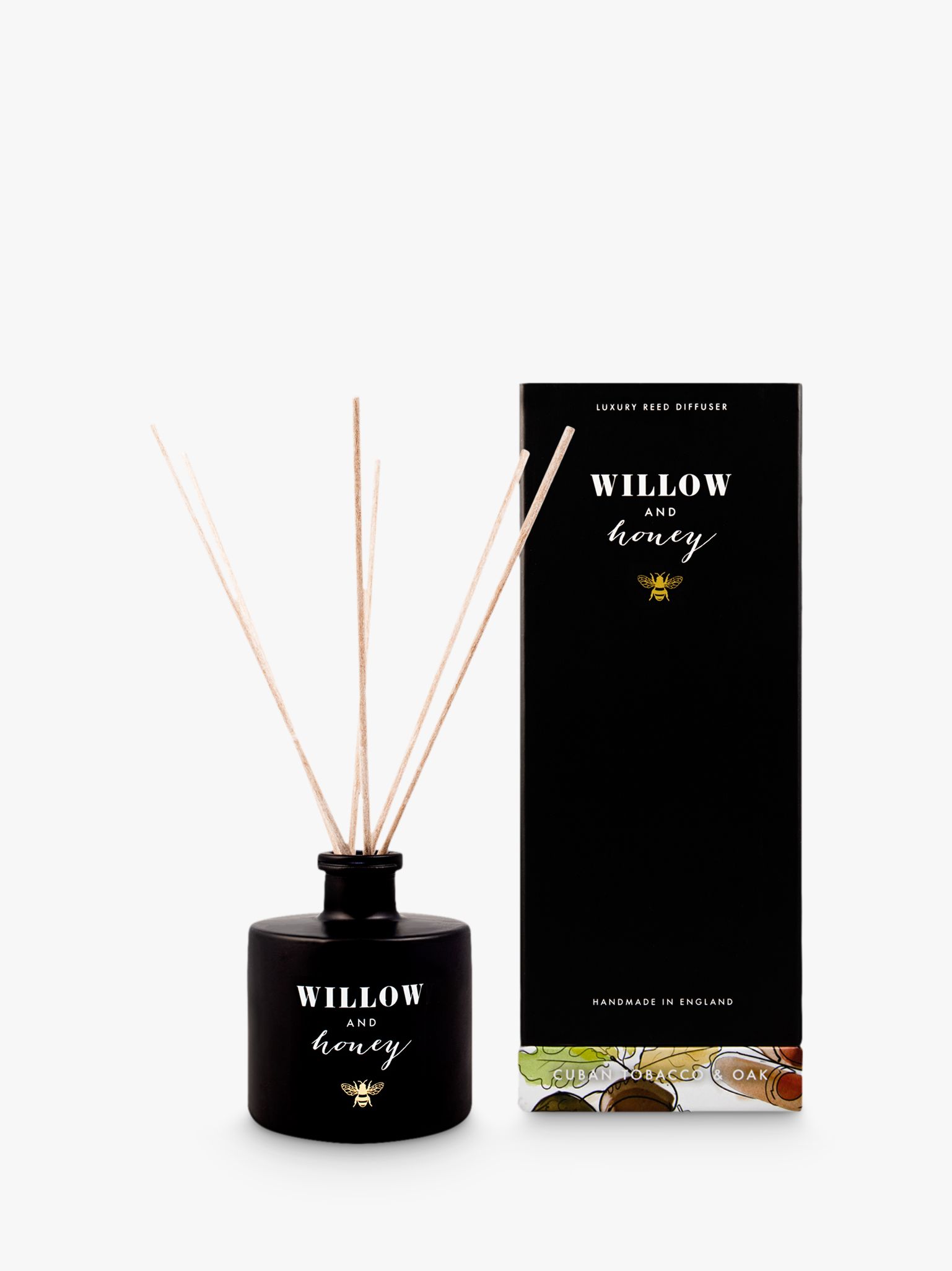 Willow and Honey Cuban Tobacco and Oak Reed Diffuser, Black, 200ml