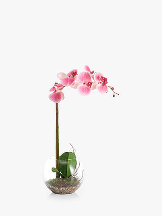 Peony Artificial Small Orchid Fishbowl with Gravel