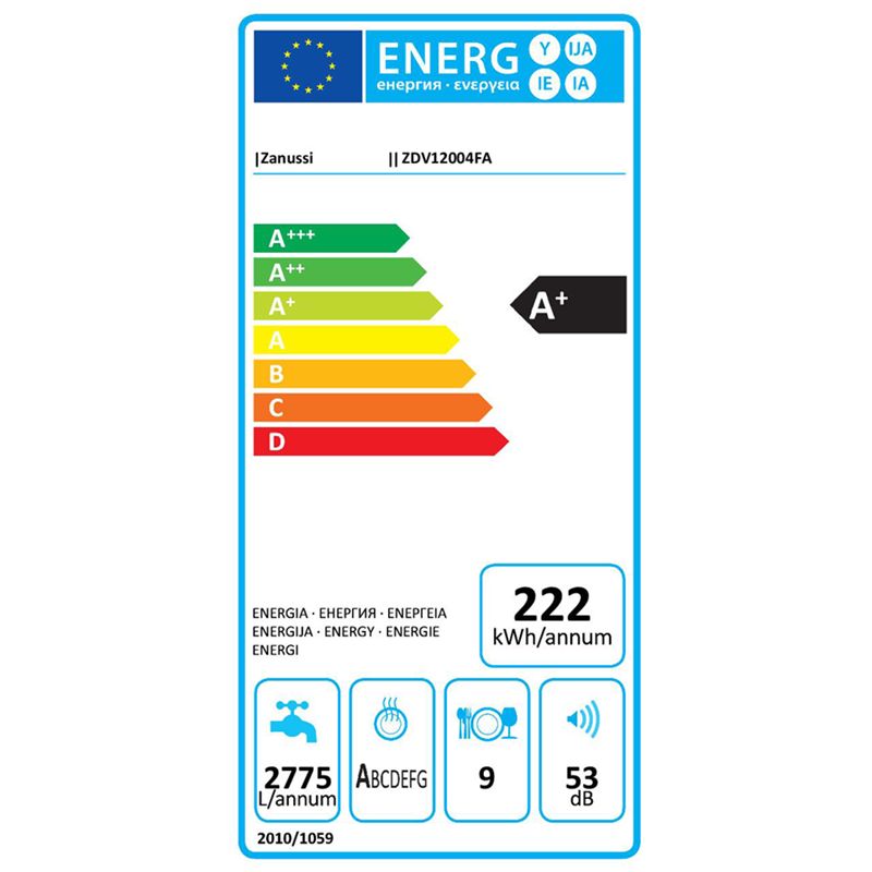 zanussi 45cm dishwasher zdv12004fa