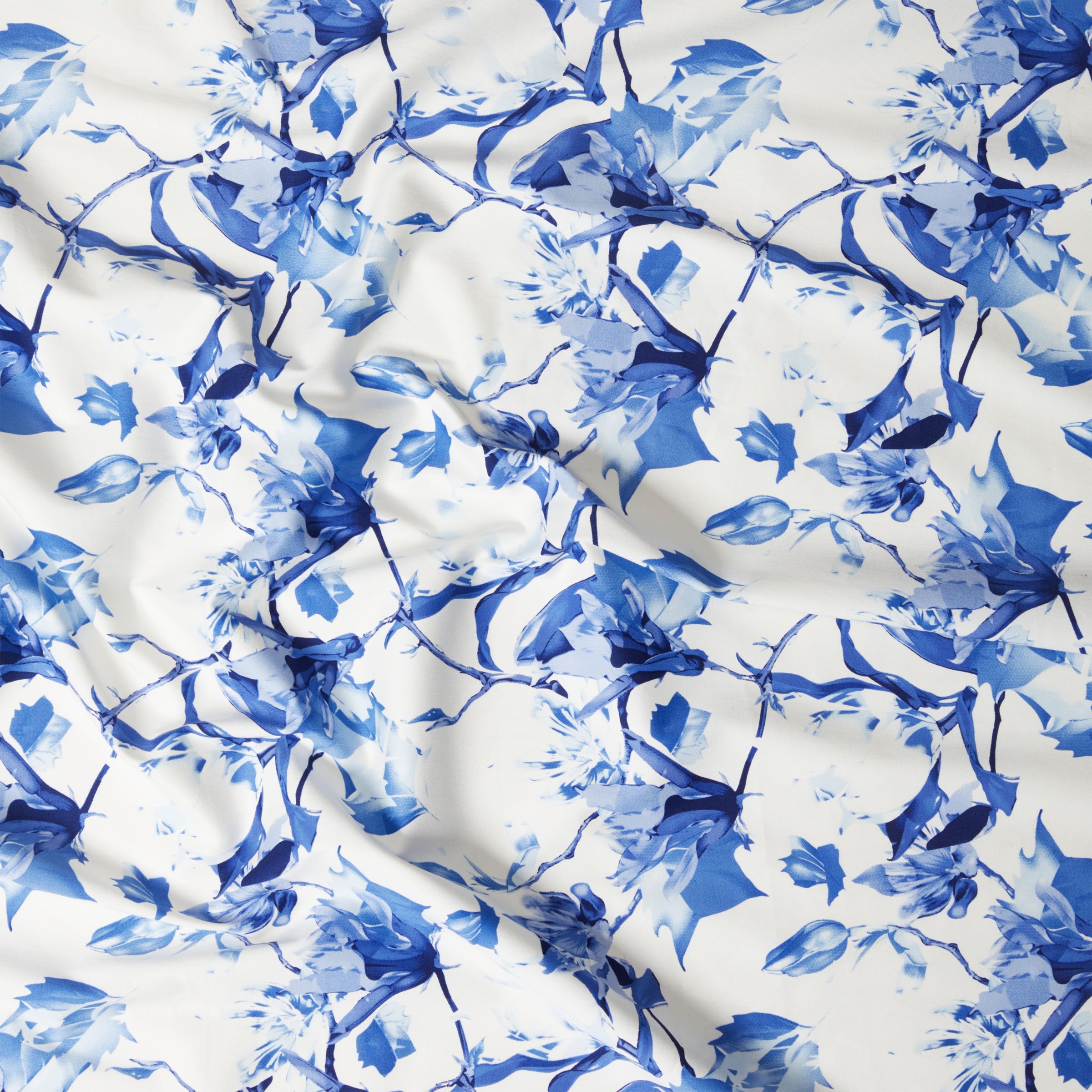 Viscount Textiles Large Lily Print Fabric, White/Blue