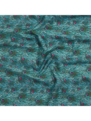 John Lewis Peacock Feathers Print Fabric, Green