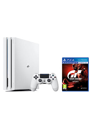 Sony PlayStation 4 Pro Console, 1TB, with DualShock 4 Controller, Glacier White and Gran Turismo Sport