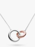 Kit Heath Bevel Curve Interlink Ring Pendant Necklace, Silver/Rose Gold
