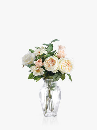 Peony Artificial Rose in Small Waisted Glass Vase