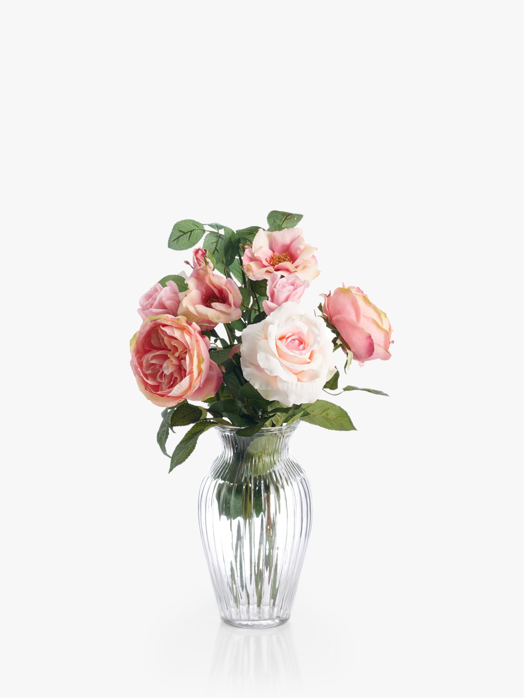 Peony Artificial Rose in Small Waisted Glass Vase review