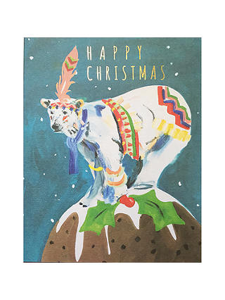 Susan O'Hanlon Bear On Pudding Christmas Card