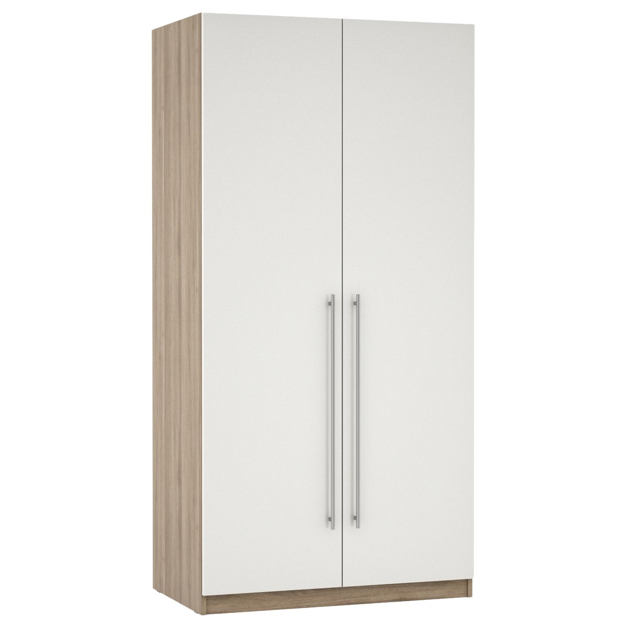 Photo of John lewis anyday mix it stainless steel long t-bar handle double wardrobe with internal drawers gloss white slab/grey ash