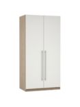 ANYDAY John Lewis & Partners Mix It Stainless Steel Long T-Bar Handle, Double Wardrobe with Internal Drawers, Gloss White Slab/Grey Ash