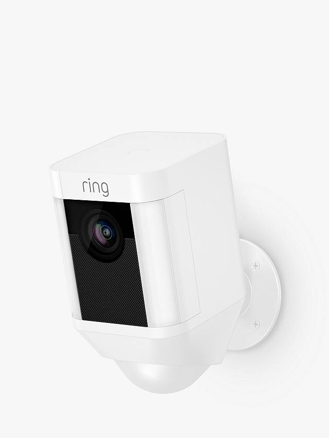 Ring Spotlight Cam Smart Security Camera with Built-in Wi-Fi & Siren Alarm, Battery Powered, White