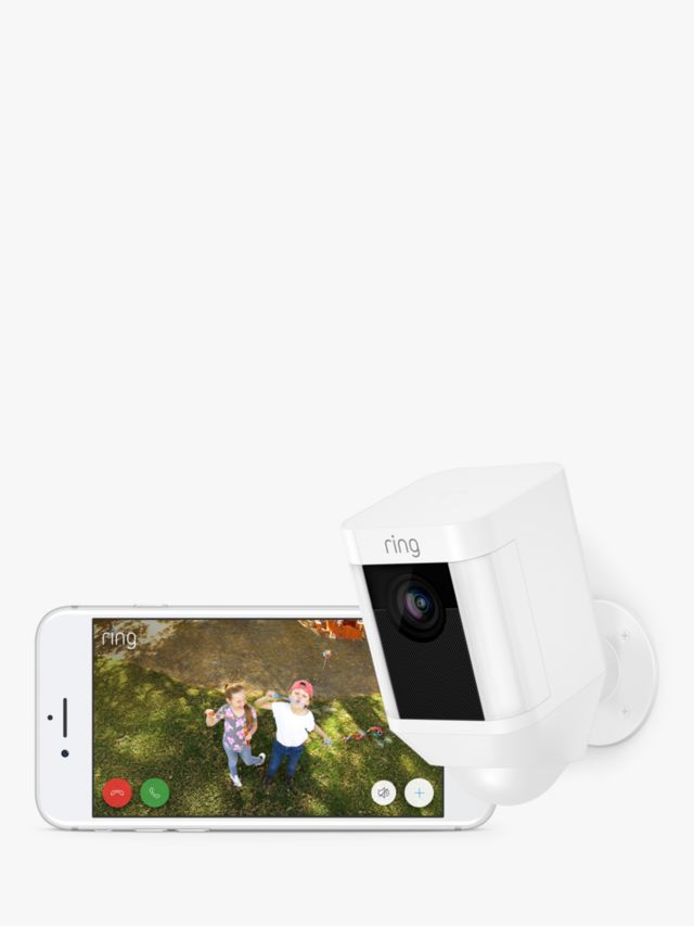 Ring Spotlight Cam Smart Security Camera with Built-in Wi-Fi & Siren Alarm, Battery Powered, White