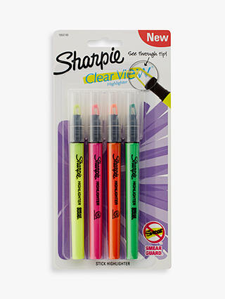 Sharpie Clear View Highlighter Pens, Pack of 4