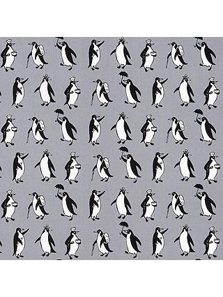 Sevenberry Penguin Print Fabric, Grey