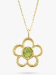 E.W Adams 9ct Gold Birthstone Blossom Pendant Necklace, Peridot/August