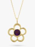 E.W Adams 9ct Gold Birthstone Blossom Pendant Necklace, Amethyst/February