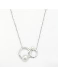 Lido Delicate Single Ring and Pearl Necklace, Silver/White