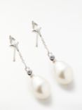 Lido Pearl Drop Amethyst Earrings, Silver/White