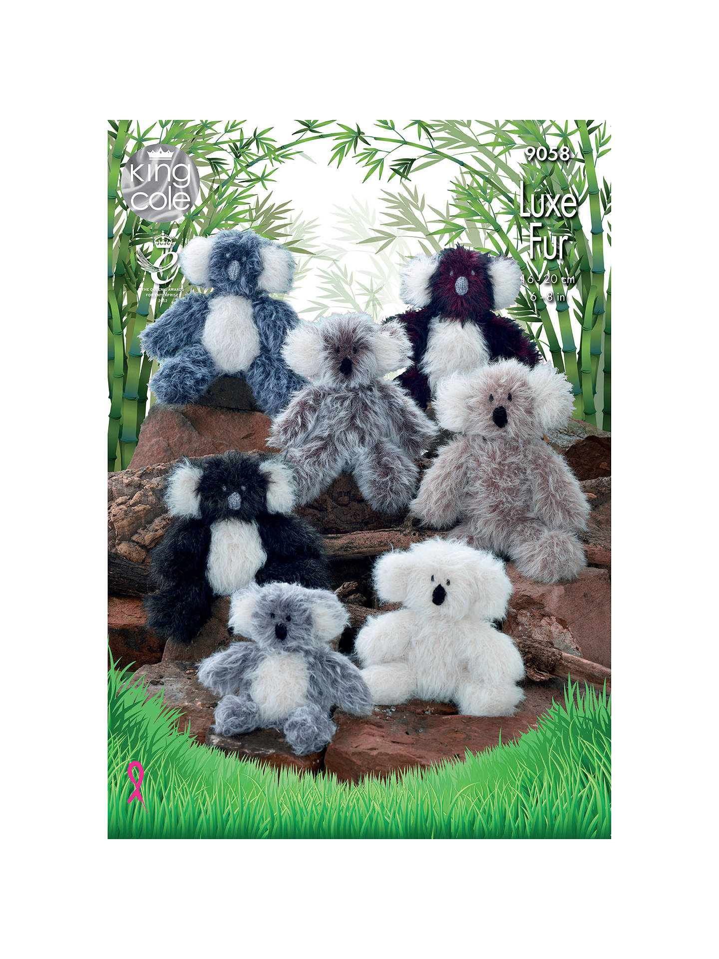 King Cole Luxe Faux Fur Koala Soft Toy Knitting Pattern, 9058 at John