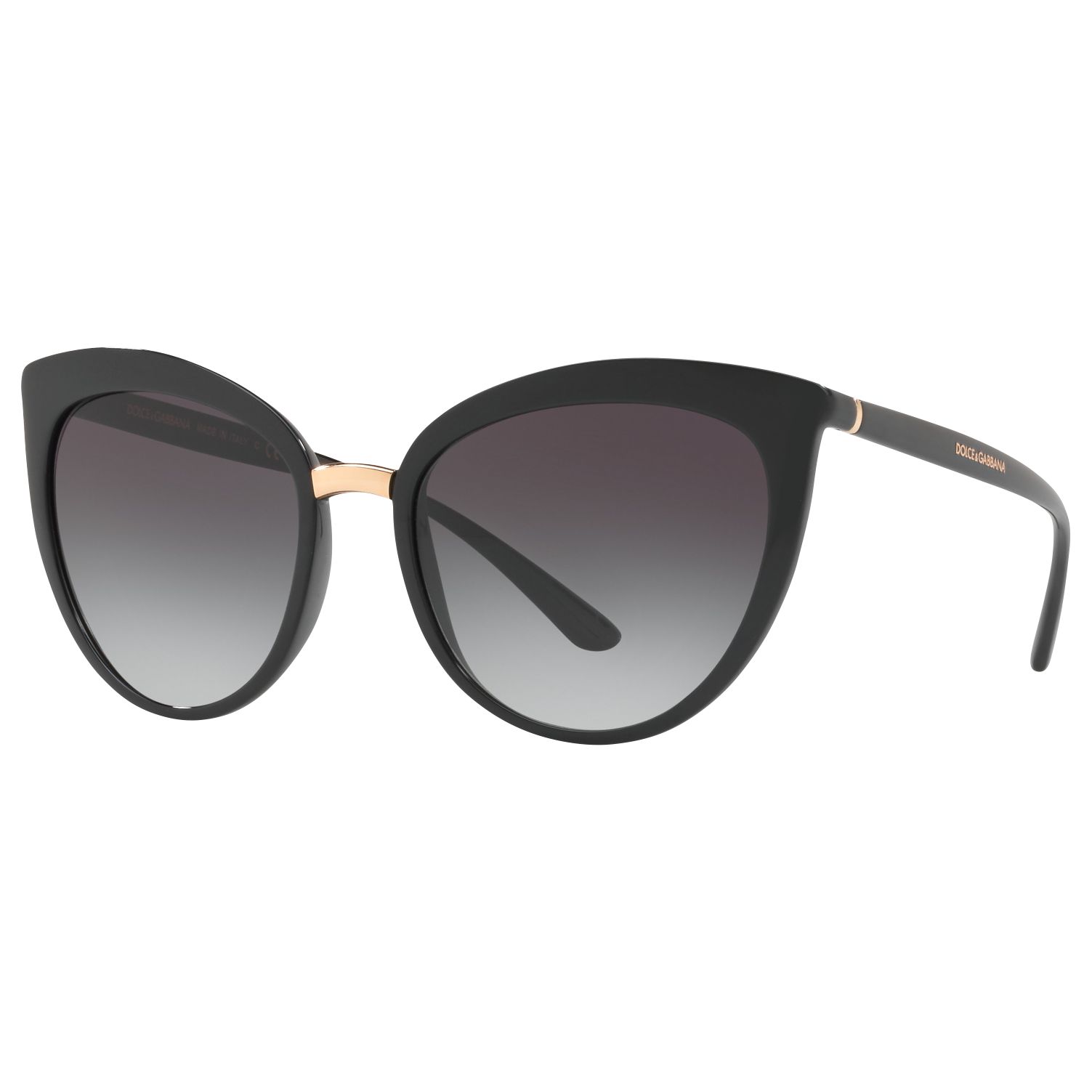 Dolce & Gabbana DG6113 Cat's Eye Sunglasses, Black/Grey Gradient at ...