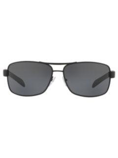 Prada Linea Rossa PS 54IS Polarised Rectangular Sunglasses, Black/Grey