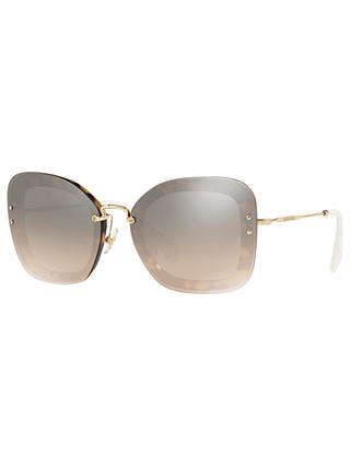 Miu Miu MU 02TS Rectangular Sunglasses, Tortoise/Mirror Brown