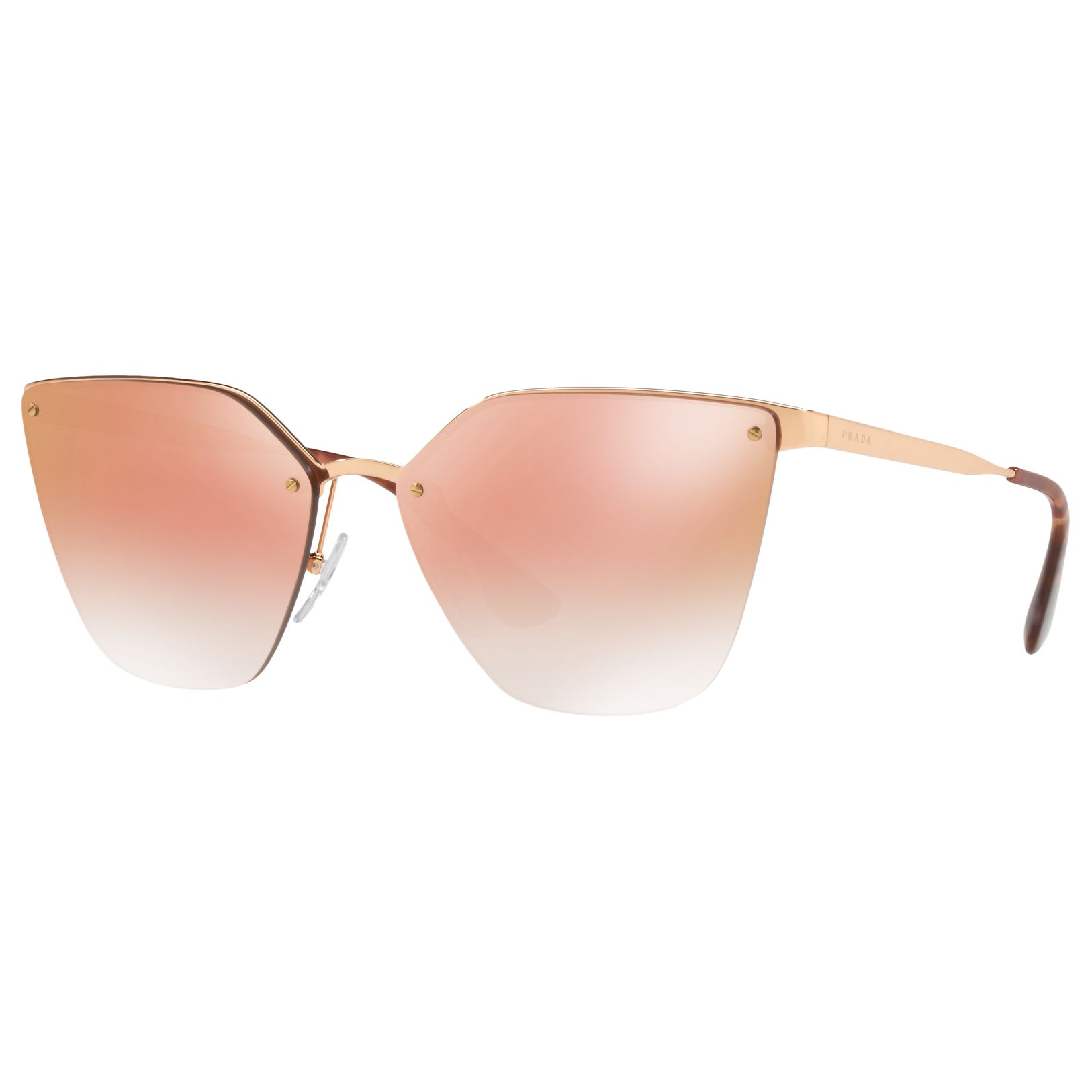 Prada PR 68TS Polarised Cat's Eye Sunglasses, Rose Gold/Mirror Pink at John Lewis & Partners