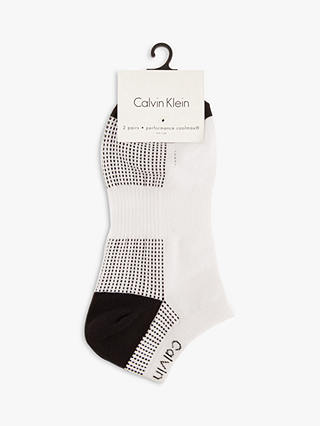 Calvin Klein Performance Coolmax Trainer Socks, White/Black