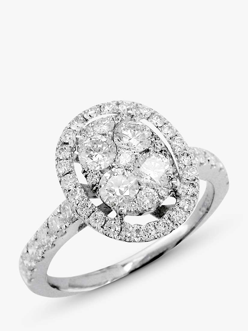 Buy E.W Adams 18ct White Gold Oval Diamond Cluster Ring Online at johnlewis.com