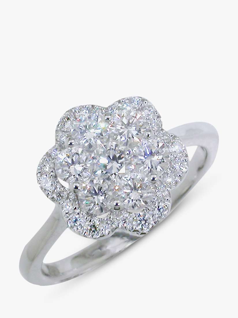 Buy E.W Adams 18ct White Gold Diamond Cluster Flower Ring Online at johnlewis.com